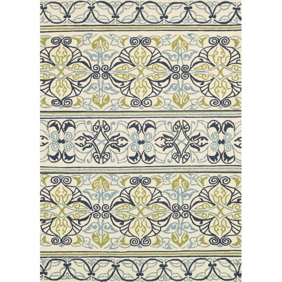 Couristan Covington Pegasus Ivory-Navy-Lime Rug 2' x 4'