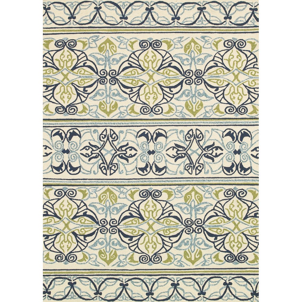 Couristan Covington Pegasus Ivory-Navy-Lime Rug 2' x 4'