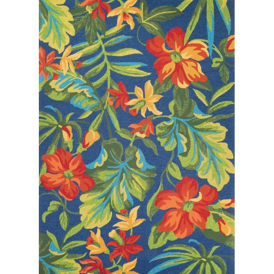 Couristan Covington Tropical Orchid Azure-Forest Green-Red Rug 2' x 4'