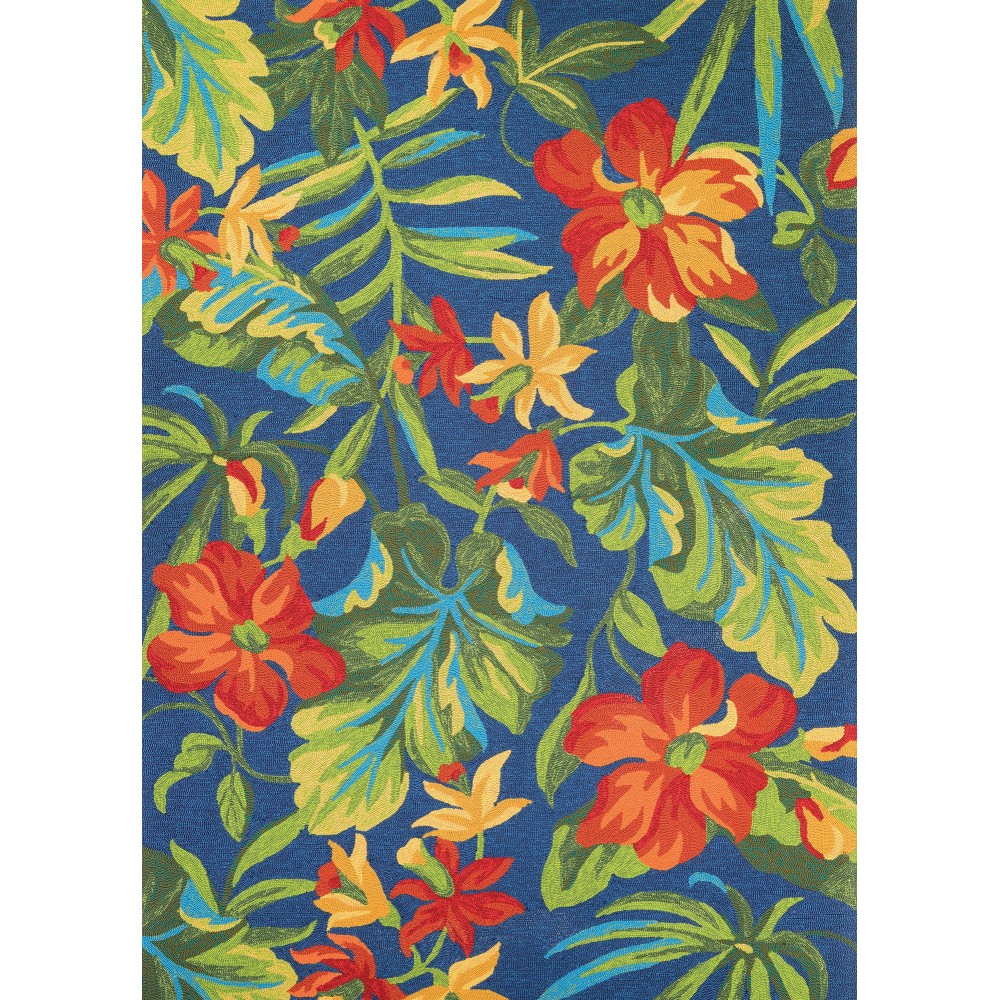 Couristan Covington Tropical Orchid Azure-Forest Green-Red Rug 3'6" x 5'6"