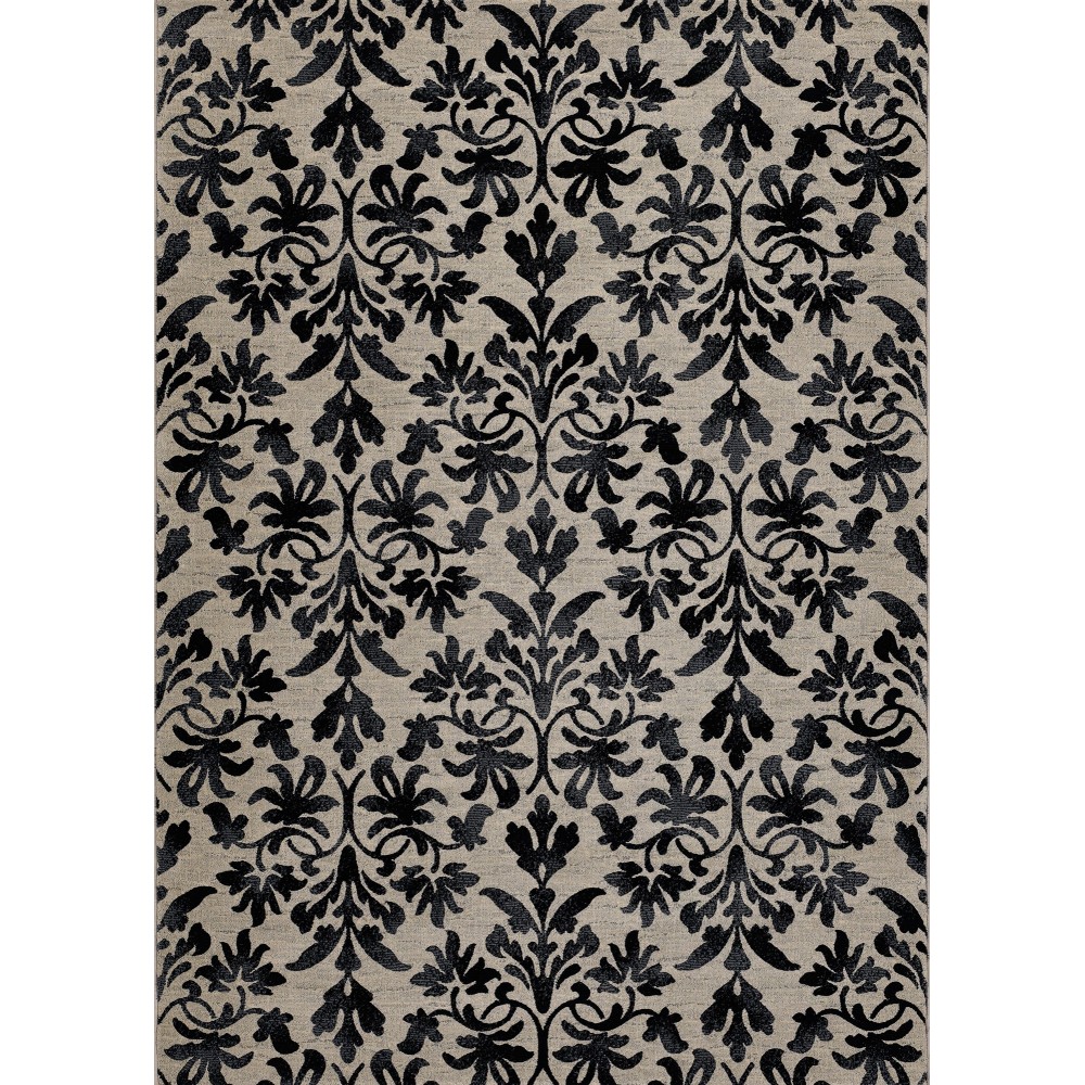 Couristan Everest Retro Damask Grey-Black Rug 3'11" x 5'3"