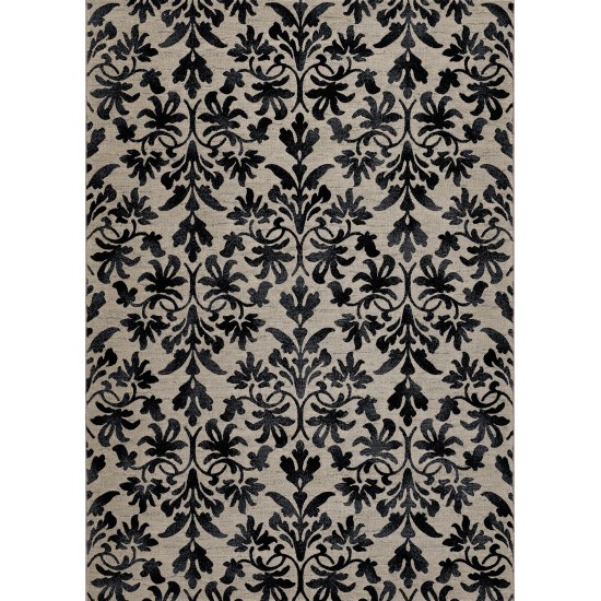 Couristan Everest Retro Damask Grey-Black Rug 3'11" x 5'3"