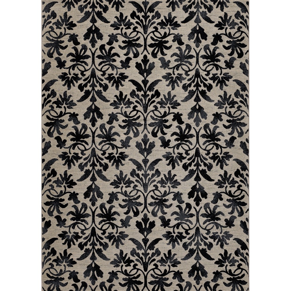 Couristan Everest Retro Damask Grey-Black Runner Rug 2'7" x 7'10"