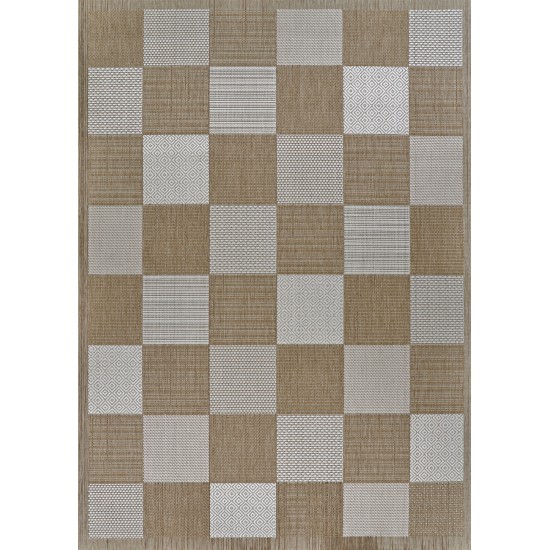 Couristan Everhome Checkered Point Light Brown-Ivory Rug 5'3" x 7'6"