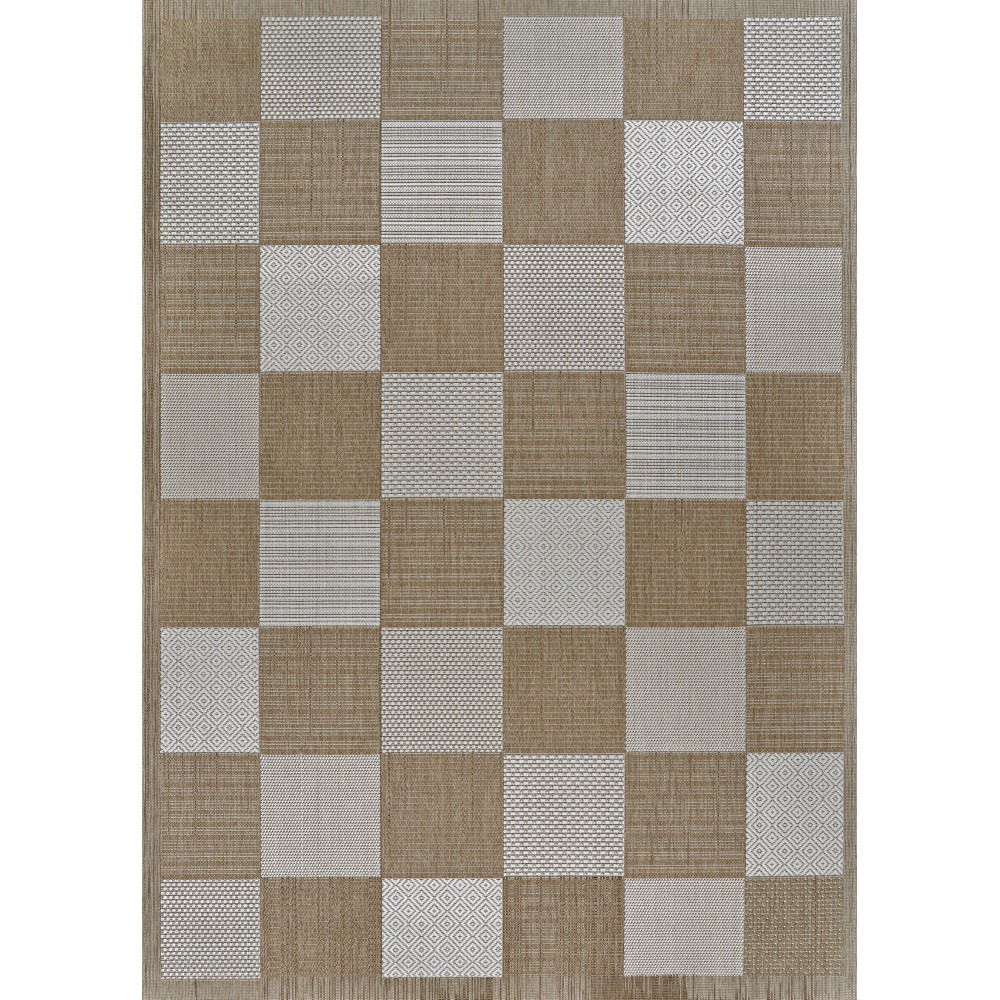 Couristan Everhome Checkered Point Light Brown-Ivory Rug 7'10" x 10'9"