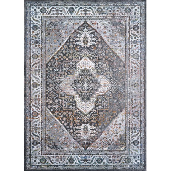 Couristan Gypsy Persian Medallionc Grey-Ivory Runner Rug 2'3" x 7'6"