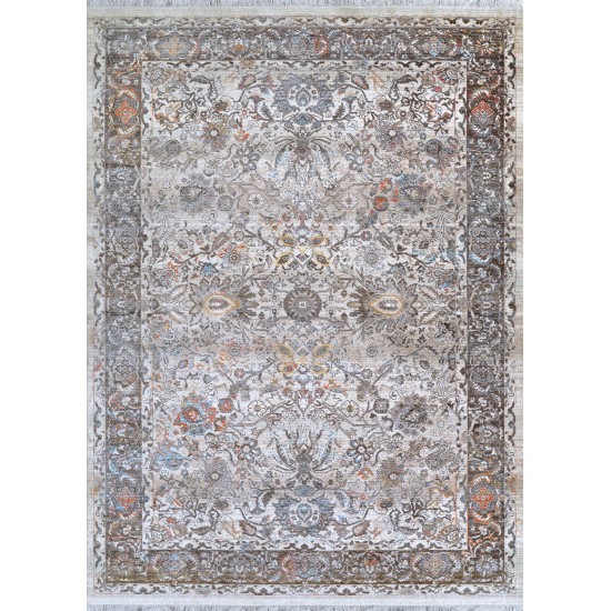 Couristan Halli Floral Kashan Beige-Mocha Runner Rug 2'6"x 8'