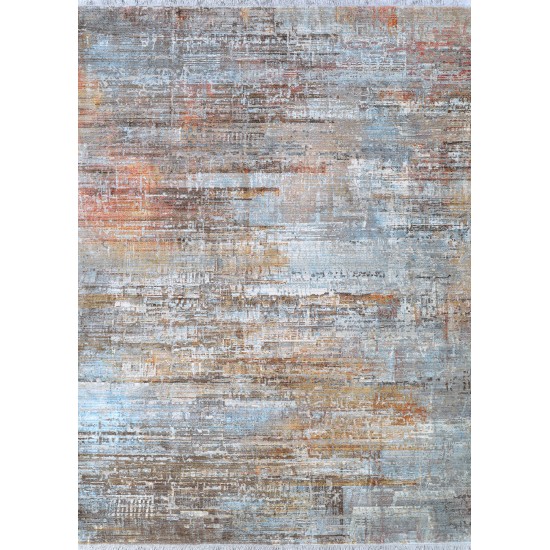 Couristan Halli Modern Edge Sky Blue-Multi Runner Rug 2'6"x 8'