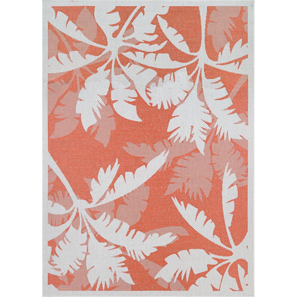 Couristan Monaco Coastal Flora Ivory-Orange Rug 5'10" x 9'2"