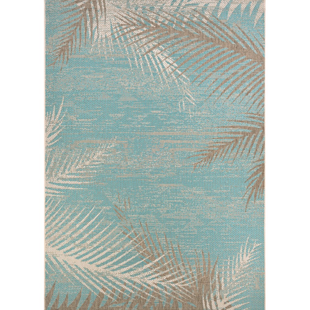 Couristan Monaco Tropical Palms Aqua Rug 5'3" x 7'6"