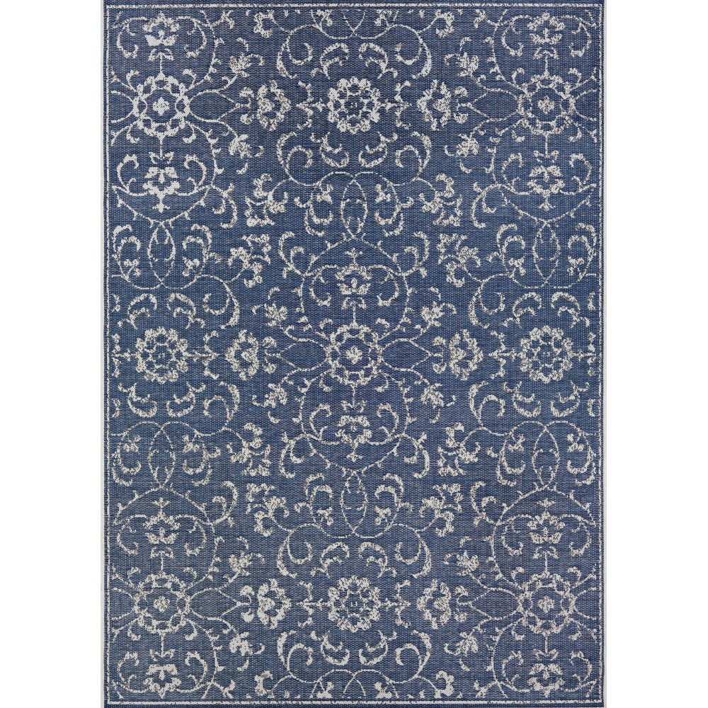 Couristan Monte Carlo Summer Vines Navy-Ivory Rug 5'3" x 7'6"