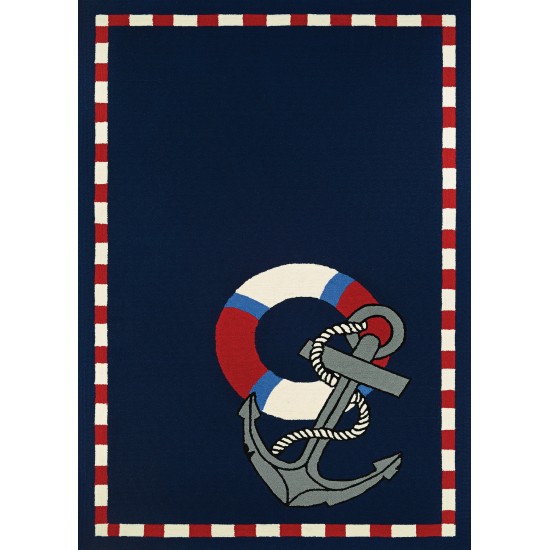 Couristan Outdoor Escape Anchors Away Navy Runner Rug 2'6" x 8'6"