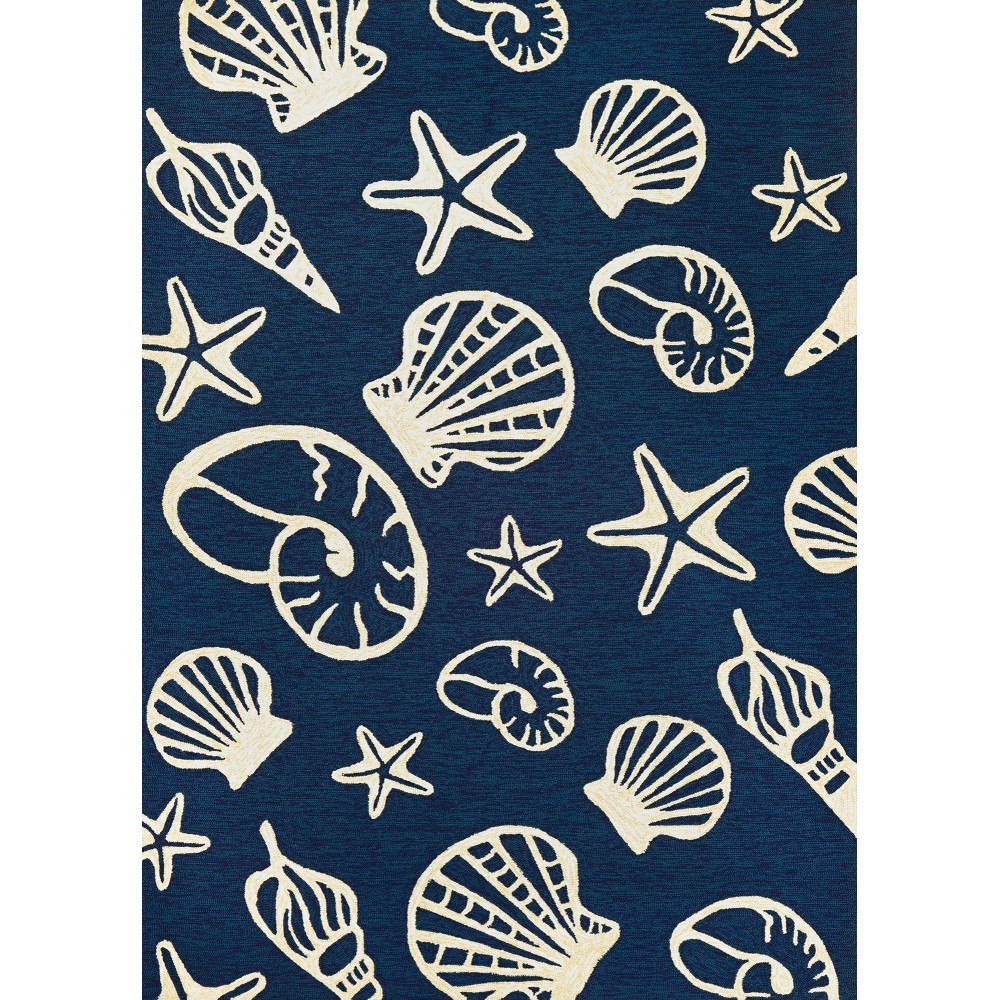 Couristan Outdoor Escape Cardita Shells Navy-Ivory Rug 2' x 4'