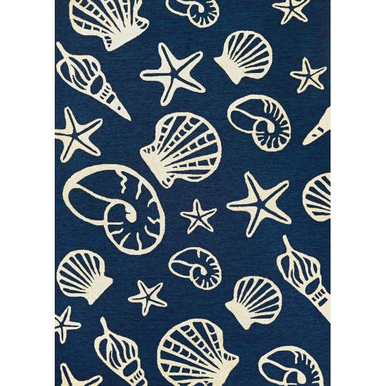 Couristan Outdoor Escape Cardita Shells Navy-Ivory Runner Rug 2'6" x 8'6"