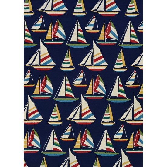 Couristan Outdoor Escape Yachting Navy Round Rug 7'10" x 7"10"