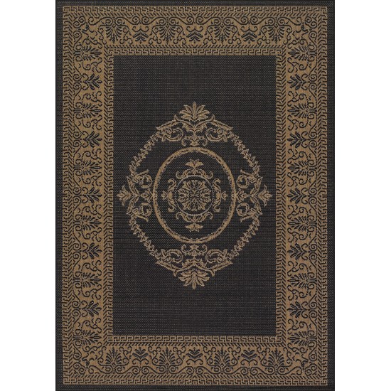 Couristan Recife Antique Medallion Black-Cocoa Rug 2' x 3'7"