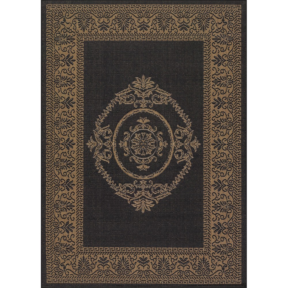 Couristan Recife Antique Medallion Black-Cocoa Rug 2' x 3'7"