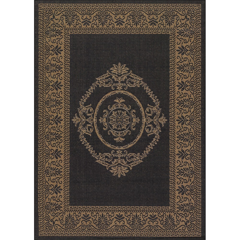 Couristan Recife Antique Medallion Black-Cocoa Square Rug 7'6" x 7'6"
