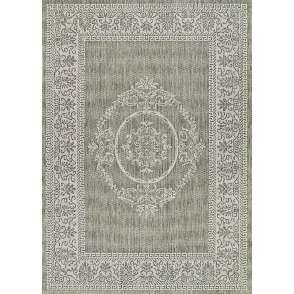 Couristan Recife Antique Medallion Sage Leaf-Ivory Rug 2' x 3'7"