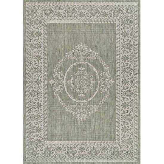 Couristan Recife Antique Medallion Sage Leaf-Ivory Rug 2' x 3'7"