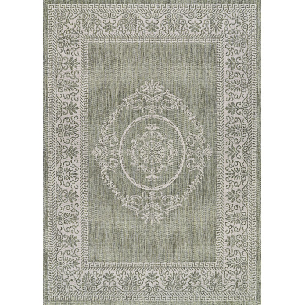 Couristan Recife Antique Medallion Sage Leaf-Ivory Rug 5'10" x 9'2"