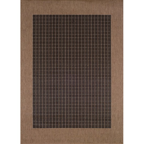 Couristan Recife Checkered Field Black-Cocoa Runner Rug 2'3" x 7'10"