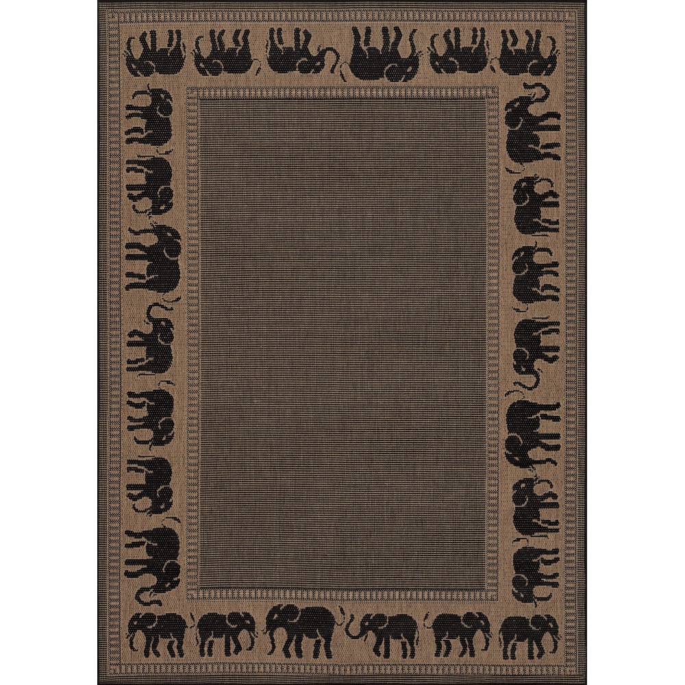 Couristan Recife Elephant Cocoa-Black Round Rug 8'6" x 8'6"