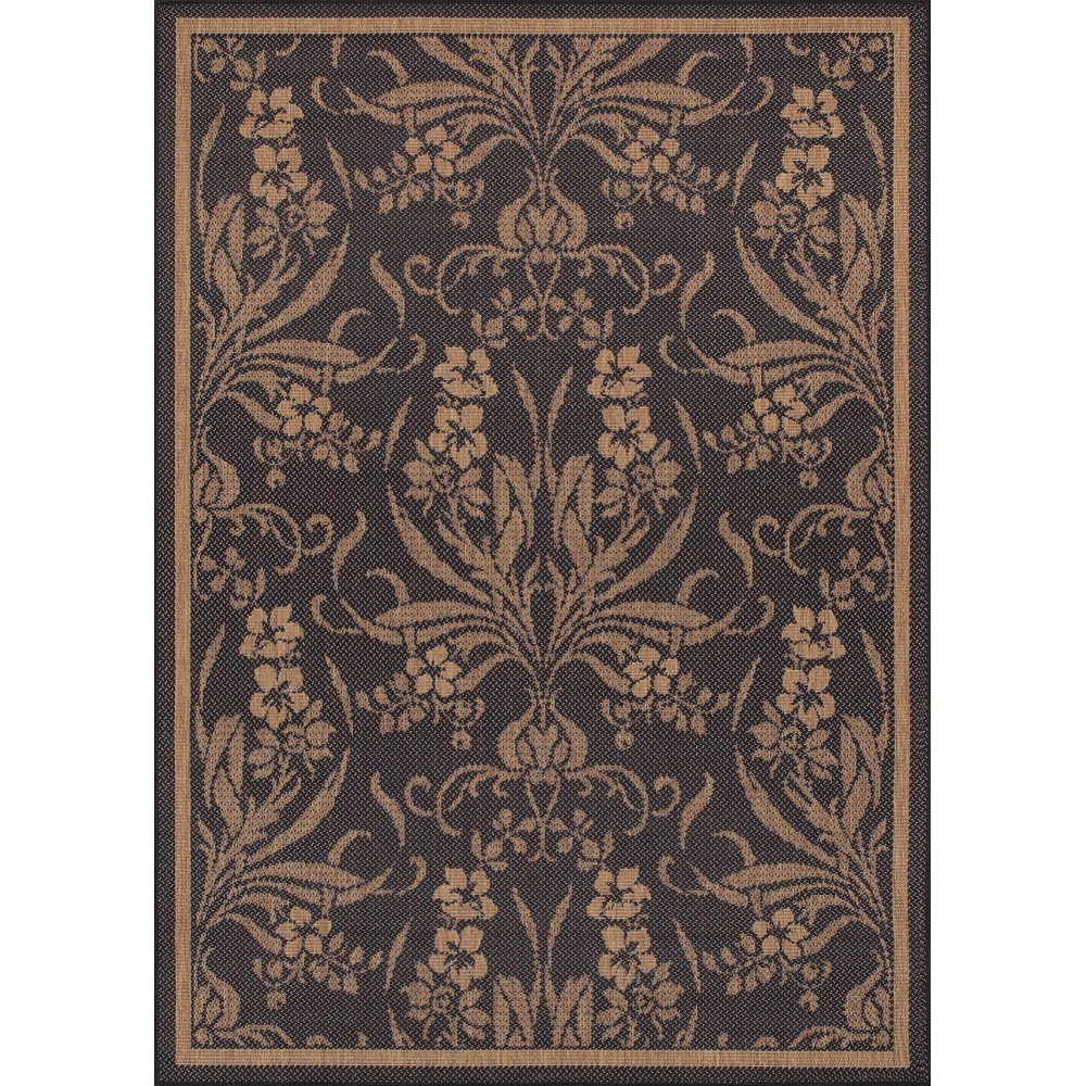 Couristan Recife Garden Cottage Black-Cocoa Rug 5'3" x 7'6"