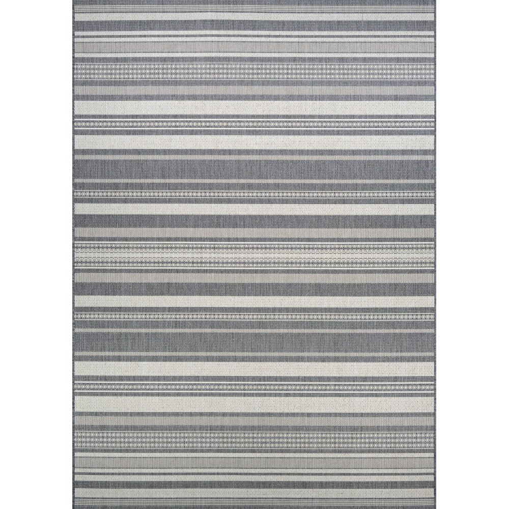 Couristan Recife Gazebo Stripe Champ-Grey Round Rug 8'6" x 8'6"