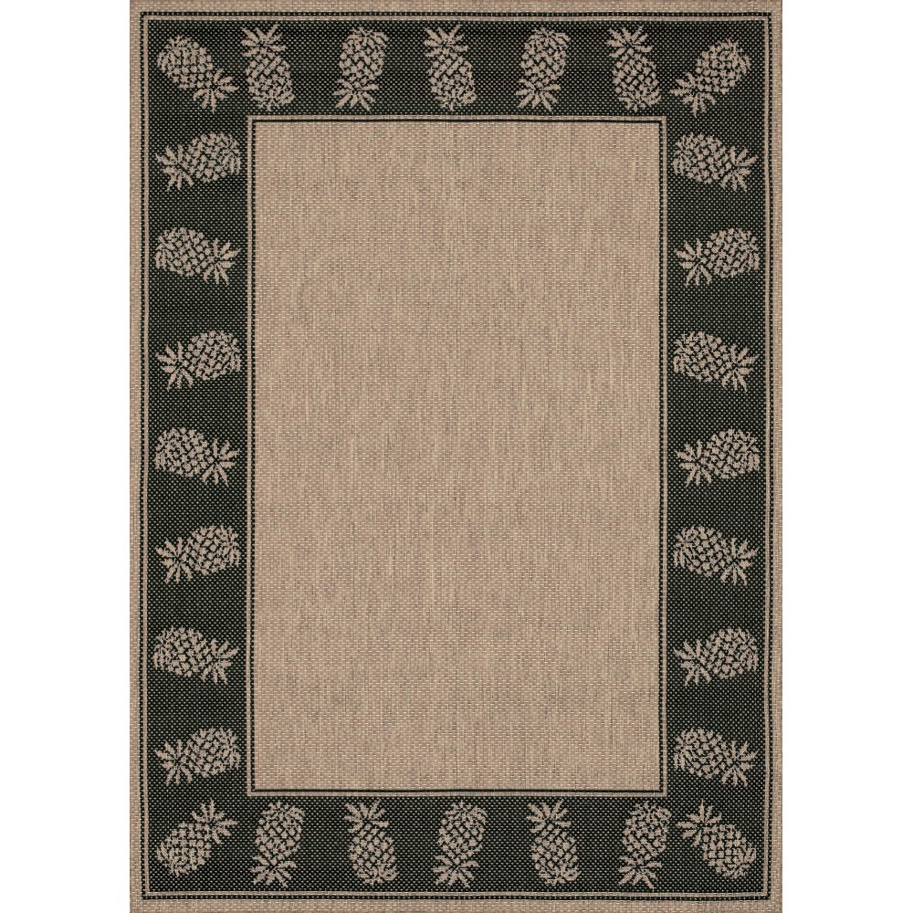 Couristan Recife Tropics Cocoa-Black Round Rug 7'6" x 7'6"