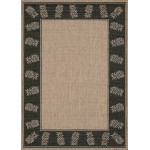 Couristan Recife Tropics Cocoa-Black Round Rug 7'6" x 7'6"