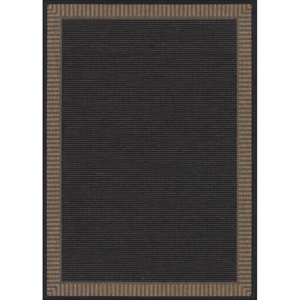 Couristan Recife Wicker Stitch Black-Cocoa Round Rug 8'6" x 8'6"