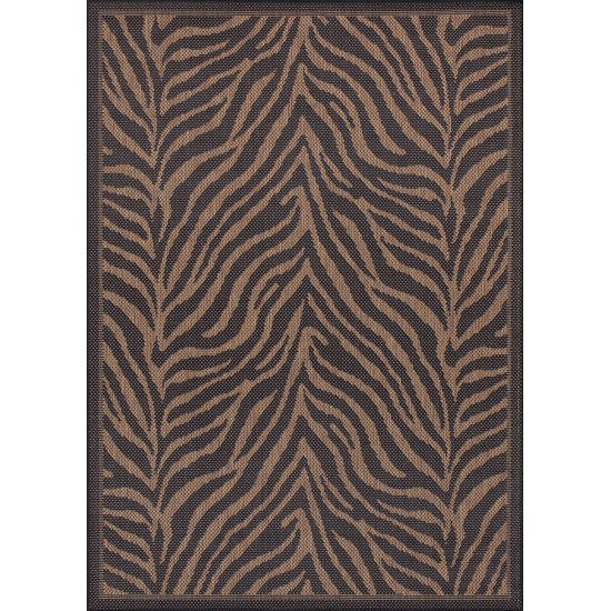 Couristan Recife Zebra Black-Cocoa Runner Rug 2'3" x 7'10"