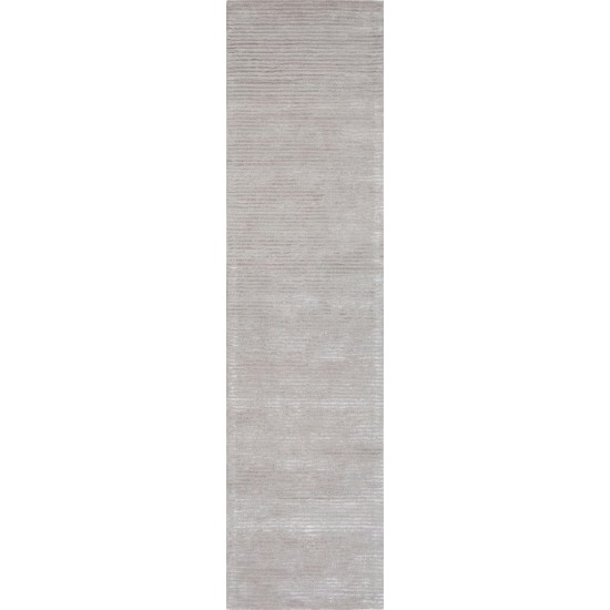 Pasargad Home Edgy Collection Silver Bamboo Silk & Wool Runner 2'6" X 8'0"