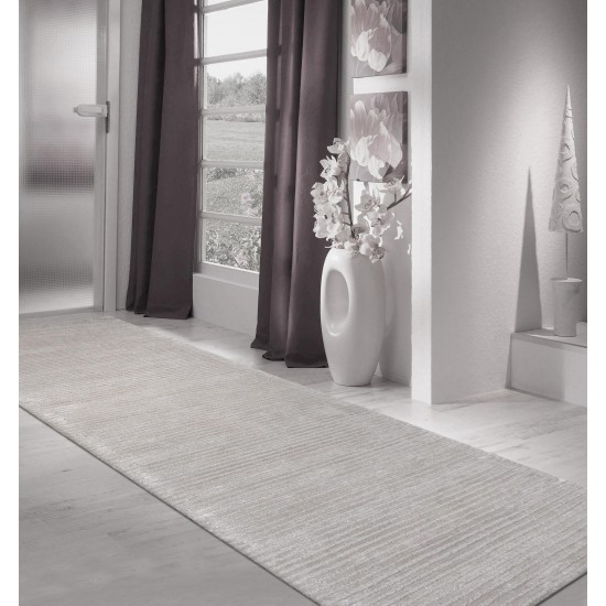 Pasargad Home Edgy Collection Silver Bamboo Silk & Wool Runner 2'6" X 8'0"