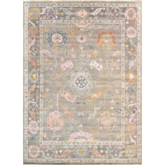 Pasargad Home Oushak Collection Silver Wool Area Rug 11'9" X 15'1"