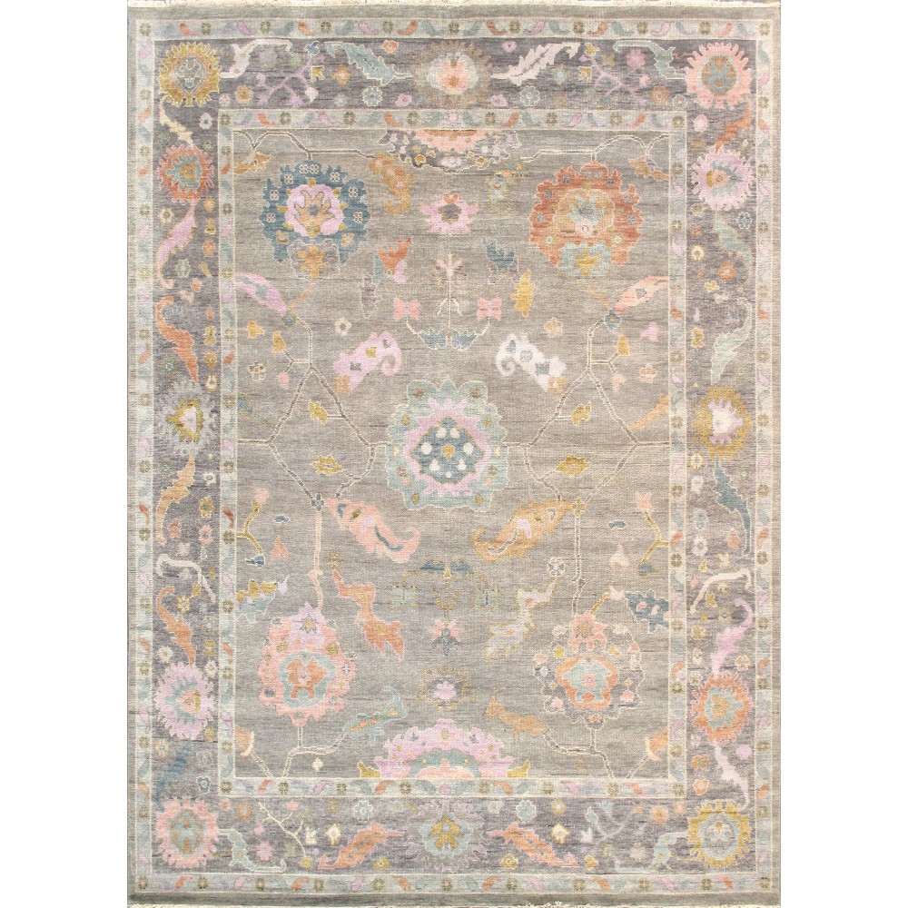 Pasargad Home Oushak Collection Silver Wool Area Rug 11'9" X 15'1"