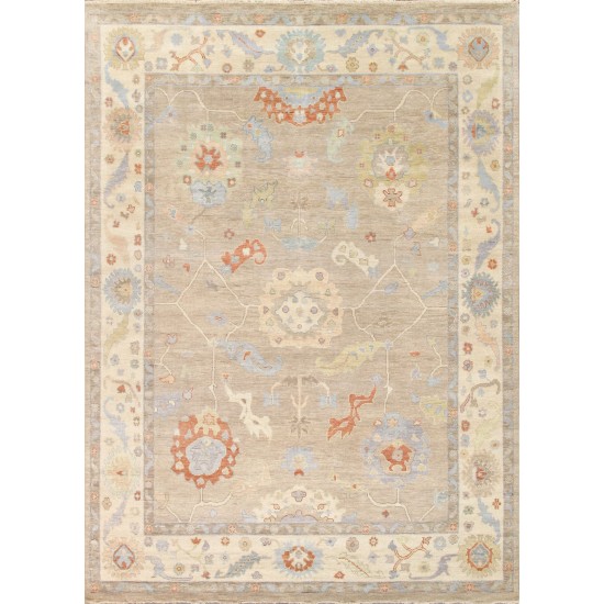 Pasargad Home Oushak Collection Beige Wool Area Rug 11'9" X 14'10"