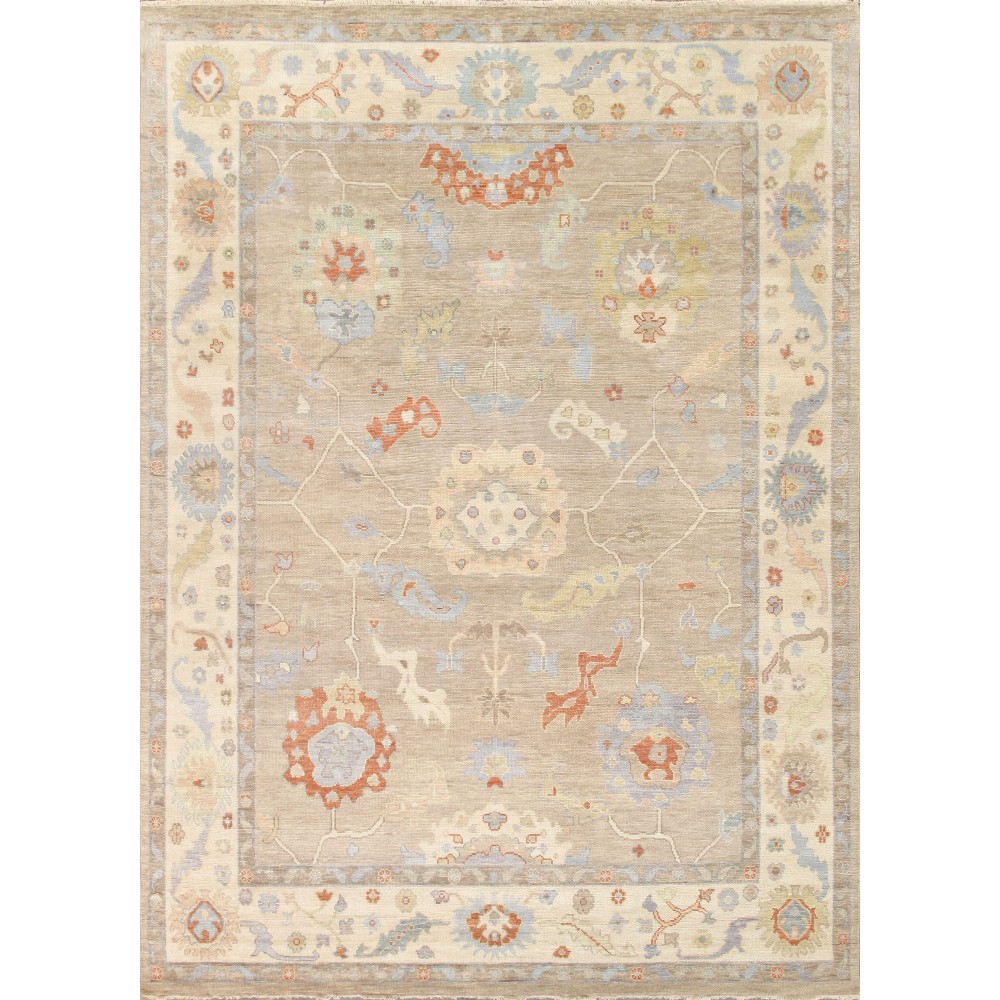 Pasargad Home Oushak Collection Beige Wool Area Rug 11'9" X 14'10"