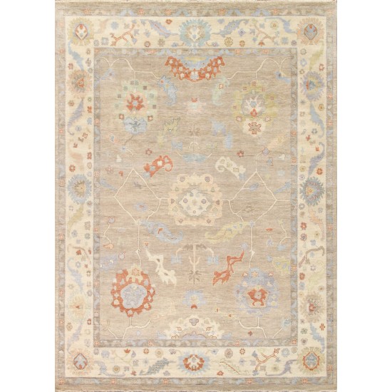 Pasargad Home Oushak Collection Beige Wool Area Rug 9'10" X 14'0"