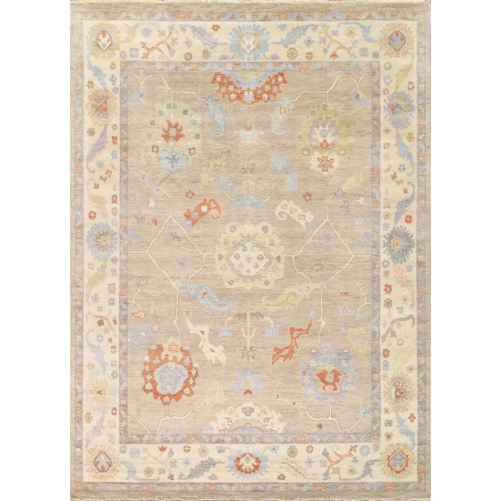 Pasargad Home Oushak Collection Beige Wool Area Rug 9'10" X 14'0"