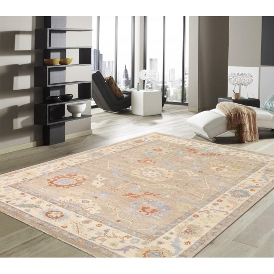 Pasargad Home Oushak Collection Beige Wool Area Rug 9'10" X 14'0"