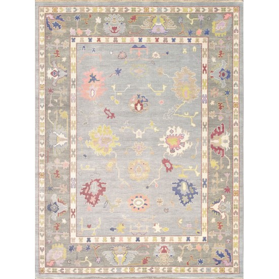 Pasargad Home Oushak Collection Blue Wool Area Rug 8'11" X 12'0"