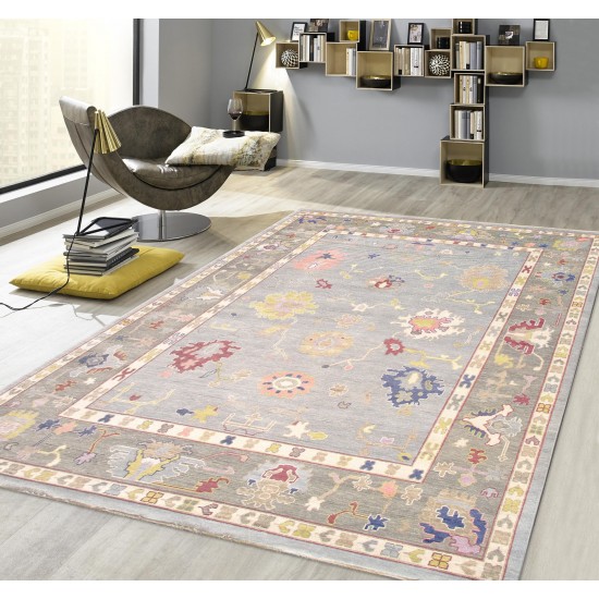 Pasargad Home Oushak Collection Blue Wool Area Rug 8'11" X 12'0"