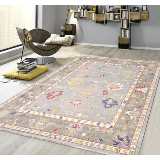 Pasargad Home Oushak Collection Blue Wool Area Rug 3'11" X 6'0"