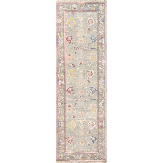 Pasargad Home Oushak Collection Blue Wool Runner 2'8" X 10'0"