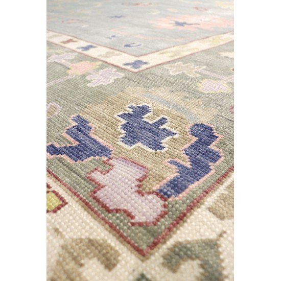 Pasargad Home Oushak Collection Blue Wool Runner 2'8" X 10'0"