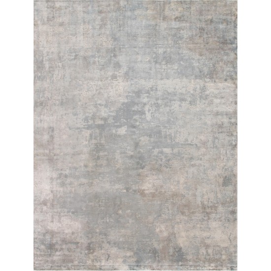 Pasargad Home Beverly Collection Silver/ Blue Bamboo Silk Area Rug 10'0" X 14'0"