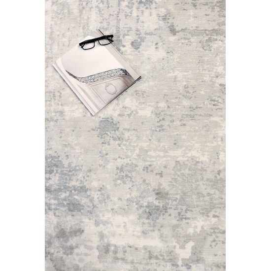 Pasargad Home Beverly Collection Grey/ Multi Bamboo Silk Area Rug 9'0" X 12'0"