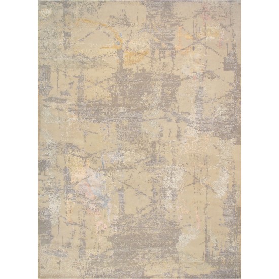 Pasargad Home Modern Collection Beige Silk & Wool Area Rug 10'5" X 14'3"